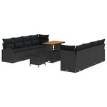 vidaXL Ensemble de canapé de jardin 11 pièces avec coussins  noir  poly rattan  acacia