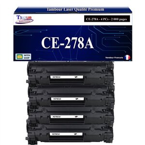 T3AZUR - 4x Toners compatibles avec HP CE278A (78A) pour HP LaserJet Pro M1530  M1536  M1536DNF  P1560  P1566  P1606DN