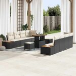 vidaXL Ensemble de canapé de jardin 11 Pièces Noir Poly rotin