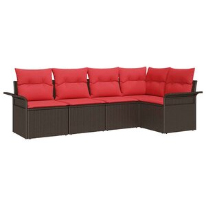 vidaXL Ensemble de canapé de jardin 5 Pièces Marron Poly rotin