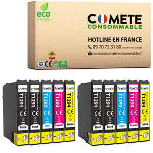 T1295 - 10 cartouches compatibles epson t1295 pomme (t1291 t1292 t1293 t1294) - 4 noir + 2 cyan + 2 magenta + 2 jaune