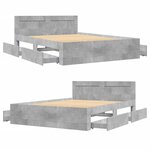 vidaXL Cadre de lit avec tête de lit gris béton 135x190 cm