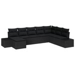vidaXL Ensemble de Canapés de Jardin 8 Pièces avec Coussins en Poly Rattan Noir.