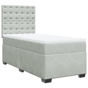 vidaXL Sommier à lattes de lit et matelas Gris clair 100x200cm Velours