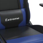 vidaXL Chaise de jeu avec repose-pied Noir et bleu Similicuir