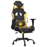 vidaXL Chaise de jeu de massage avec repose-pied Noir&Doré Similicuir
