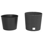 vidaXL Jardinière et intérieur amovible anthracite 15 /15 3 L rotin PP