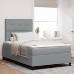 vidaXL Lit à ressorts avec matelas et LED grise  120 x 190 cm  en tissu