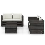 vidaXL Salon de jardin 6 Pièces avec coussins Bois imprégné de gris