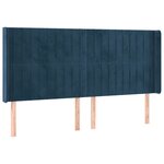 vidaXL Tête de lit avec oreilles Bleu foncé 163x16x118/128 cm Velours