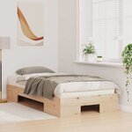 vidaXL Cadre de lit surélevé avec stockage Marron Bois massif en pin