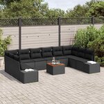 vidaXL Ensemble de canapé de jardin 11 Pièces Noir
