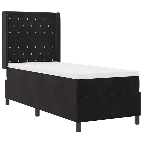vidaXL Lit à Ressorts avec Matelas LED Argyle Noir 80 x 200 cm Velours