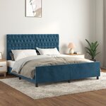 vidaXL Cadre de lit sans matelas bleu foncé velours