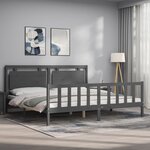 vidaXL Cadre de lit sans matelas gris 200x200 cm bois massif de pin