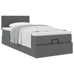 vidaXL Lit ottoman avec matelas gris foncé 90x200 cm tissu