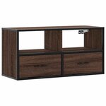 vidaXL Meuble TV chêne marron 80x31x39 5 cm bois d'ingénierie et métal