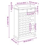 Porte-bouteilles vidaXL 90x60x30 cm en bois massif de pin