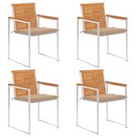 vidaXL Chaises de jardin 4 Pièces avec coussins Bois d'acacia massif