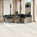vidaXL Salon de jardin avec coussins 10 Pièces gris clair résine tressée