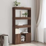 vidaXL Buffet haut chêne marron 92x33x180 cm bois d'ingénierie