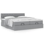 VidaXL Cadre de lit ottoman et matelas gris clair 200x200cm tissu