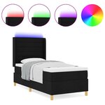Lit Box Spring vidaXL avec Matelas et LED Noir 100x200 cm Tissu