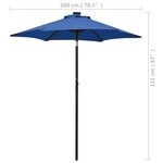 vidaXL Parasol de jardin avec lumières LED bleu azuré aluminium