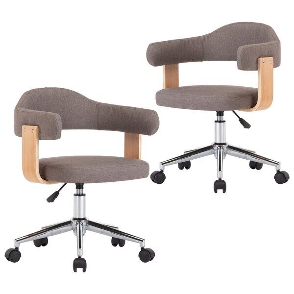 vidaXL Chaises pivotantes à manger lot de 2 taupe bois courbé et tissu