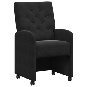 vidaXL Chaises de Salle à Manger avec Roues 2 Pièces Noir 58 x 67 x 97 cm