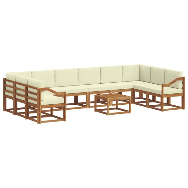 vidaXL Ensemble de canapés d'extérieur 11 Pièces Naturel et Crème