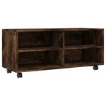 vidaXL Meuble TV sur roulettes Chêne fumé 90x35x35cm Bois d'ingénierie
