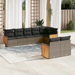 vidaXL Salon de jardin 8 Pièces avec coussins gris résine tressée