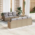 vidaXL Ensemble de canapé de jardin 8 Pièces Beige 55 x 55 x 37 cm