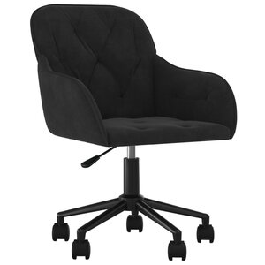 Chaise fauteuil siège pivotante de bureau informatique étude velours noir 02_0024169