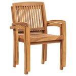 vidaXL Chaises empilables à manger de jardin lot de 2 Bois teck solide