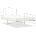vidaXL Cadre de lit métal sans matelas et pied de lit blanc 100x200 cm