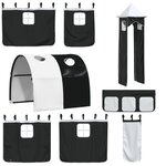 vidaXL Lit mezzanine enfants et tour sans matelas blanc noir 80x200cm