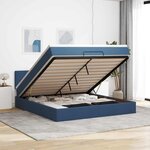 vidaXL Lit ottoman avec matelas et LED bleu 180x200cm tissu