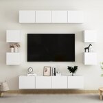vidaXL Ensemble de meubles TV 8 Pièces Blanc Bois d'ingénierie