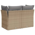 vidaXL Canapé de jardin avec coussins 2 places beige résine tressée