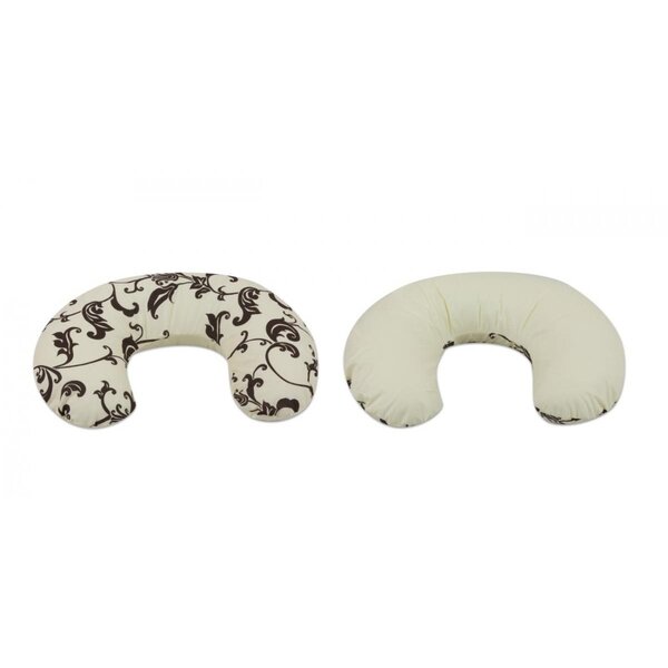 Coussin appui-tête dessin floral clair   crème