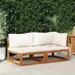vidaXL Ensemble de canapés 2 Pièces et coussins blanc crème Acacia solide