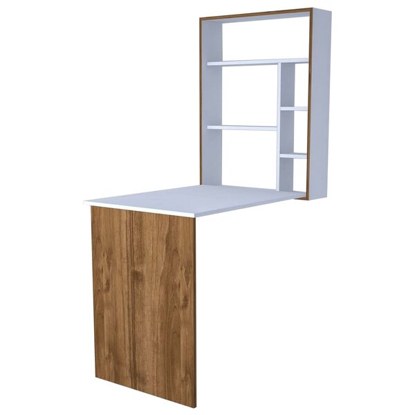 Homemania Bureau Magicbox 62x16x82 cm Blanc et noyer