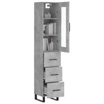 vidaXL Buffet haut Gris béton 34 5x34x180 cm Bois d'ingénierie