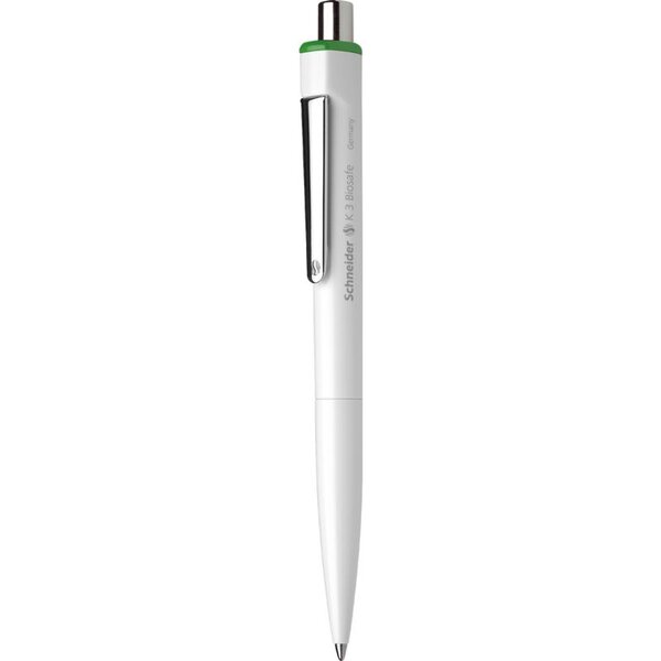 Stylo à bille K3 Biosafe blanc Pointe Moyenne verte SCHNEIDER