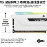 CORSAIR Mémoire PC DDR4 - VENGEANCE RGB PRO 16Go (2x8Go) - 3600Mhz - CAS 18 - White (CMH16GX4M2D3600C18W)