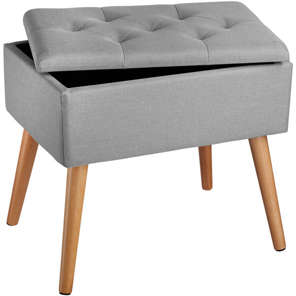Tectake Banc avec coffre de rangement aspect lin RANYA - gris clair