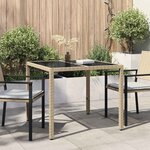 vidaXL Table de jardin pour repas Beige 90 x 90 x 75 cm Poly rotin