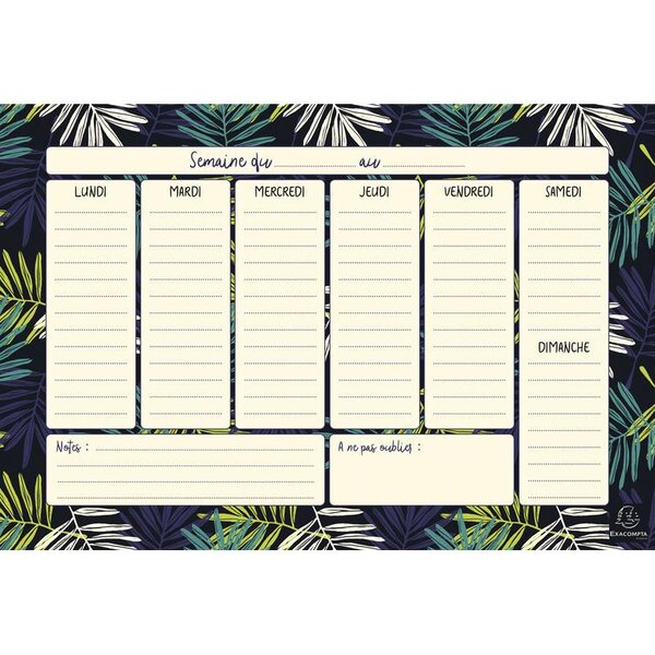 Hebdo planner Color Design Bloc 60 feuilles - H 18 x L26 5 cm EXACOMPTA